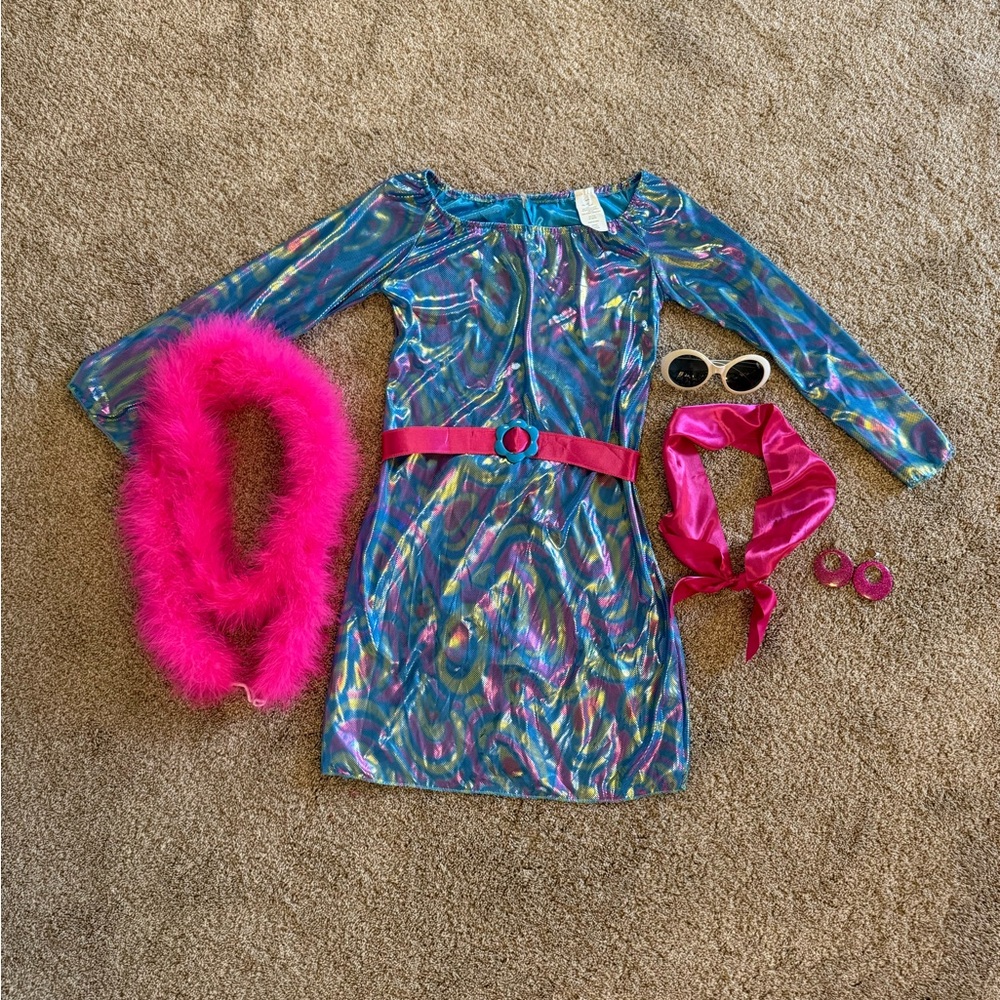 Womens 70’s Blue and Pink Disco Costume